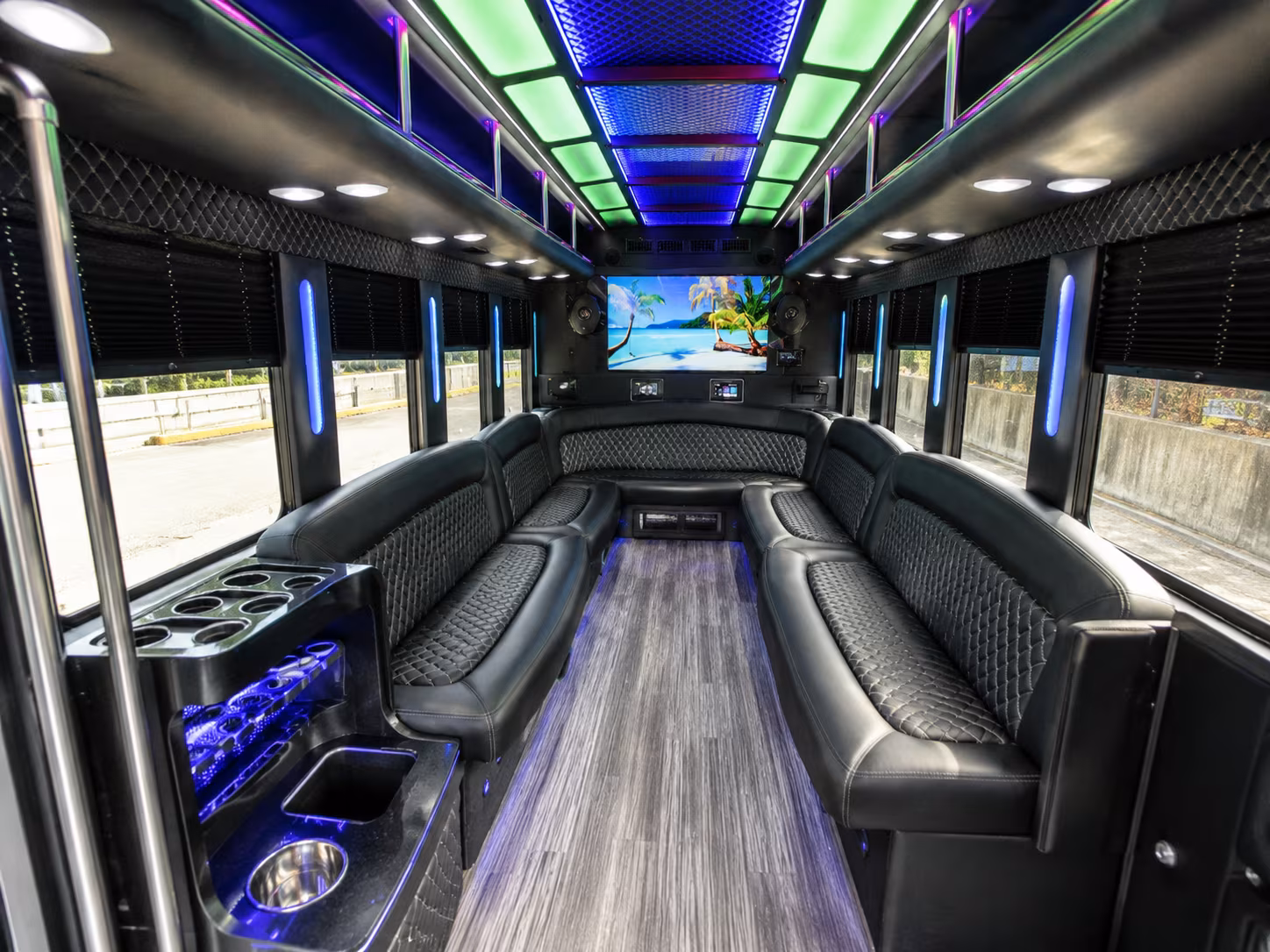 edmonds 18 passenger party bus inside