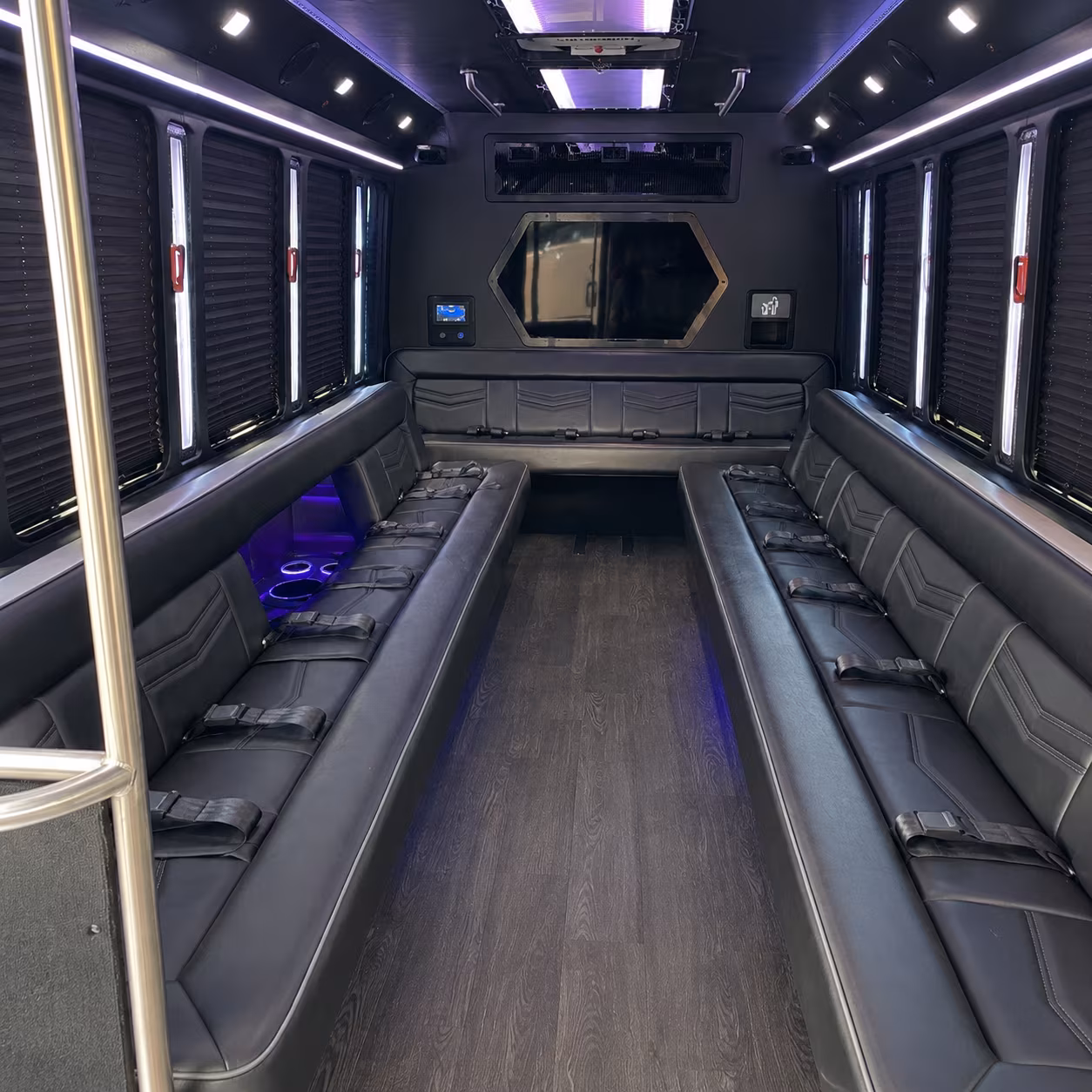 edmonds 18 passenger party bus interior