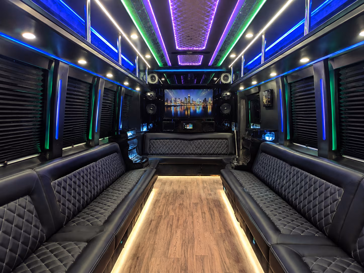 edmonds 25 passenger party bus interior