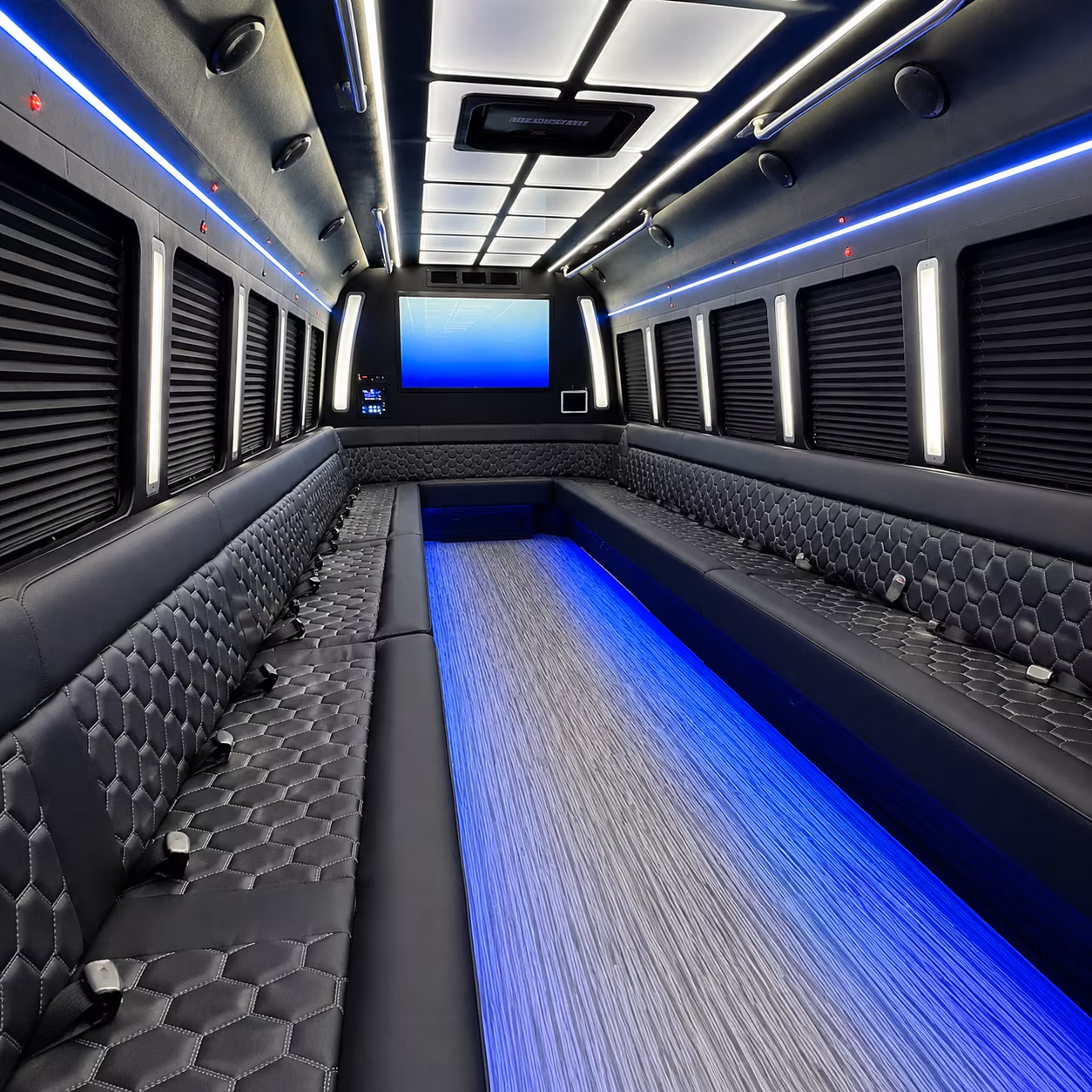 edmonds 50 passenger party bus inside
