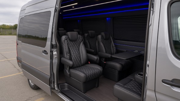 Interior of Charter Bus Company Bothell's Sprinter Van Rental With Driver in Bothell